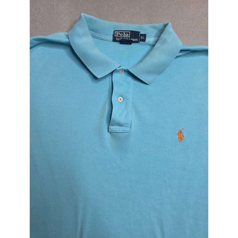 Polo Ralph Lauren Polo Shirt Men's XL Blue 100% Cotton High Low Hem Golf Outdoor